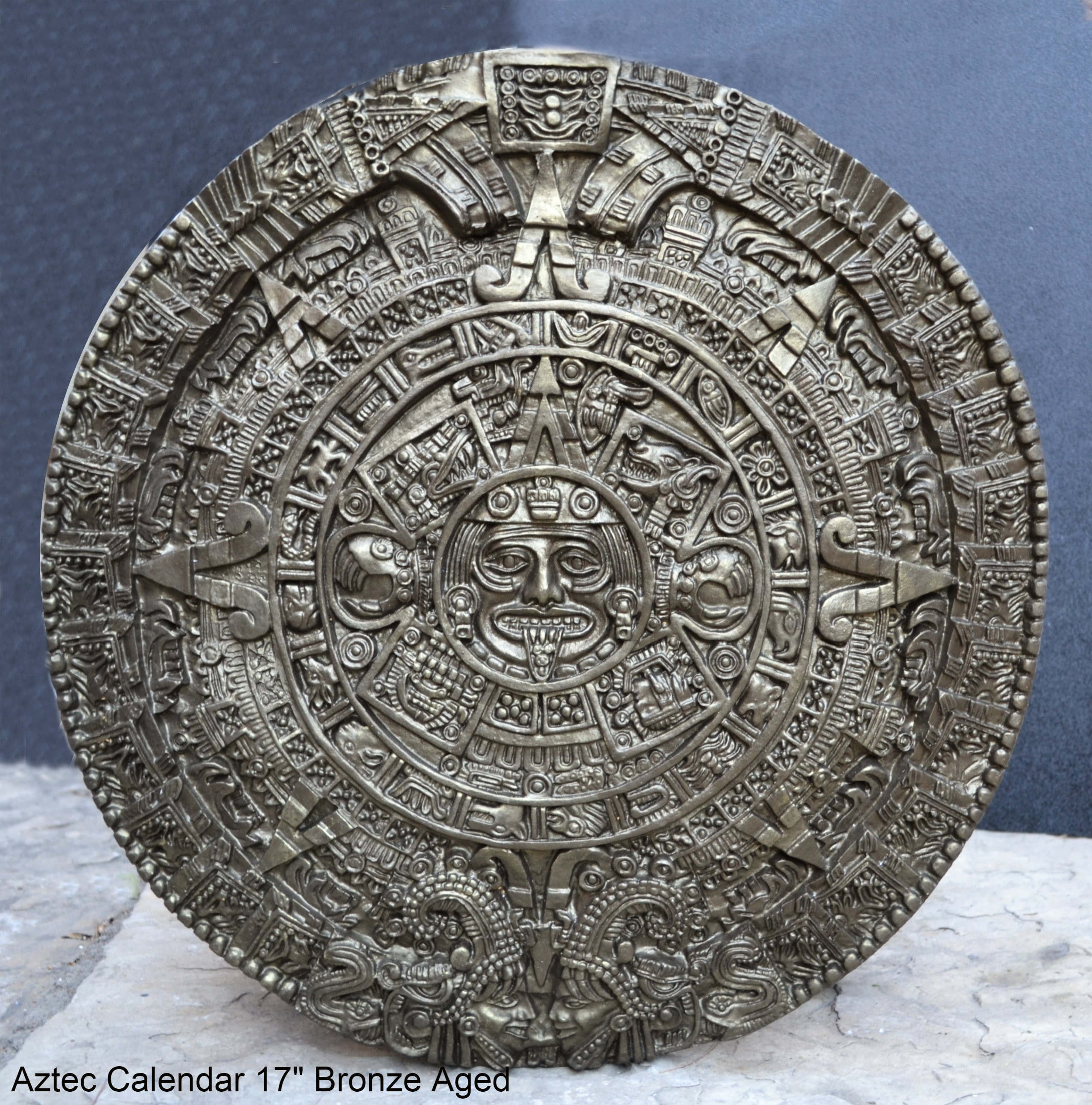 History MAYAN AZTEC CALENDAR Sculptural wall relief plaque 17