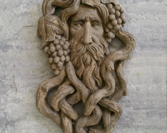 Nature Garden Greenman Grape Harvest Sculptural wall relief bust Neo-Mfg 17"