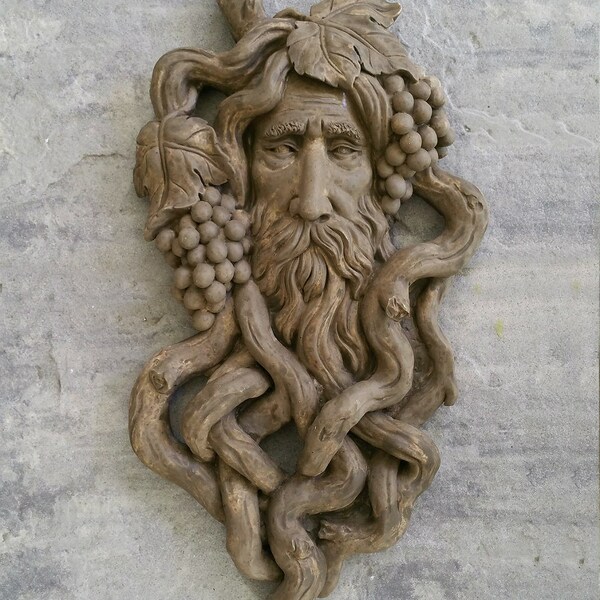 Nature Garden Greenman Grape Harvest Sculptural wall relief bust Neo-Mfg 17"