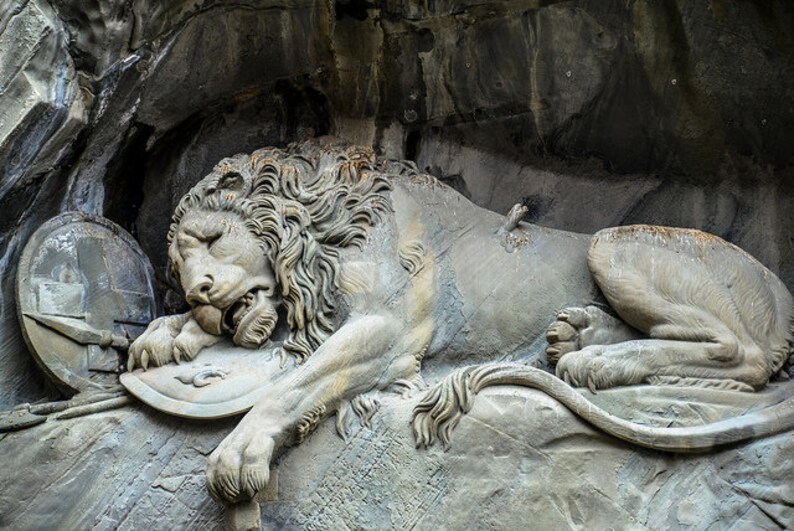Lion of Lucerne Sculpture Statue 8 Long Etsy