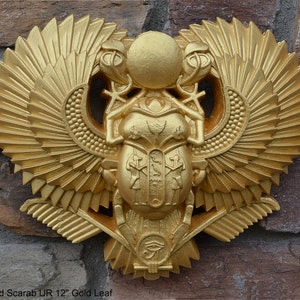 History Egyptian Scarab Ur Pediment hieroglyph Sculptural wall relief www.Neo-Mfg.com 12"