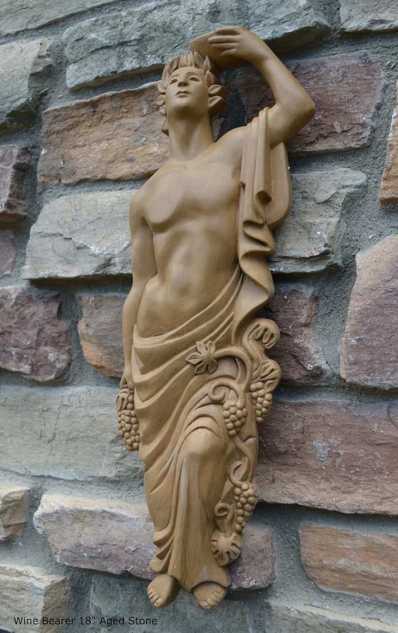 Roman Greek Wine Bearer Figure Sculptural Wall relief www.Neo-Mfg.com 18 tall image 3