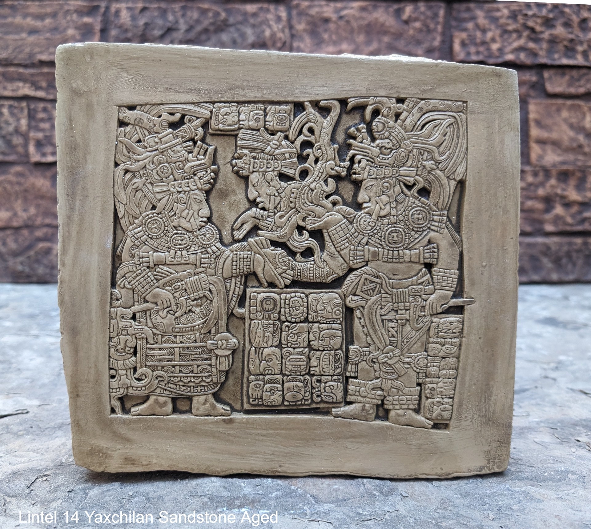 Aztec Mayan Lintel 14 Yaxchilan Plaque Artifact Sculpture Www.neo