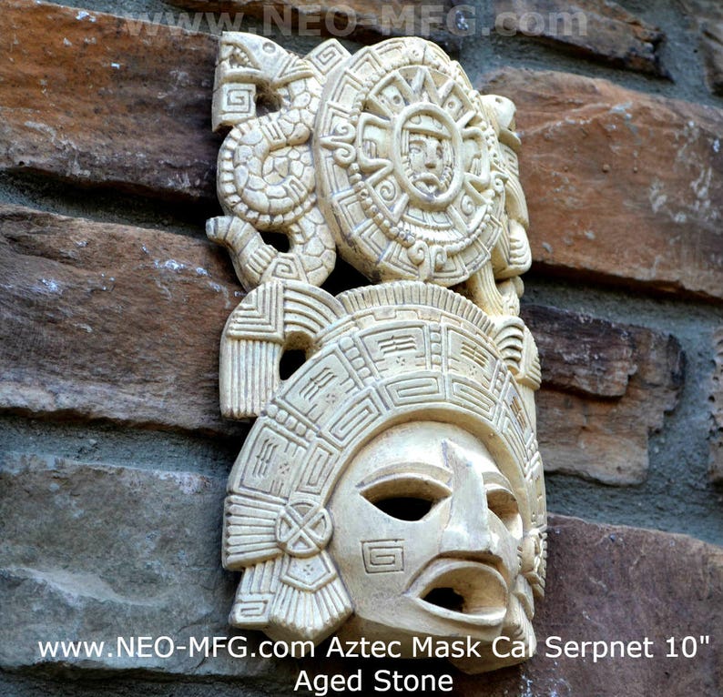 History Aztec Maya Artifact Mask Sun Stone & Serpents Sculpture Statue ...