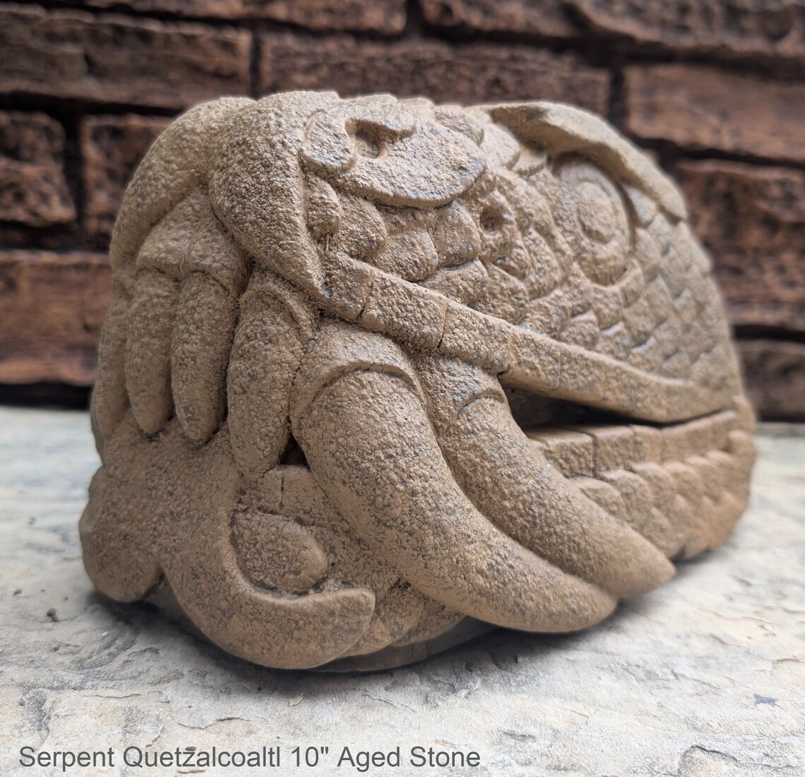 Serpent Quetzalcoaltl Bust Aztec Maya Artifact Carved Sculpture Statue ...