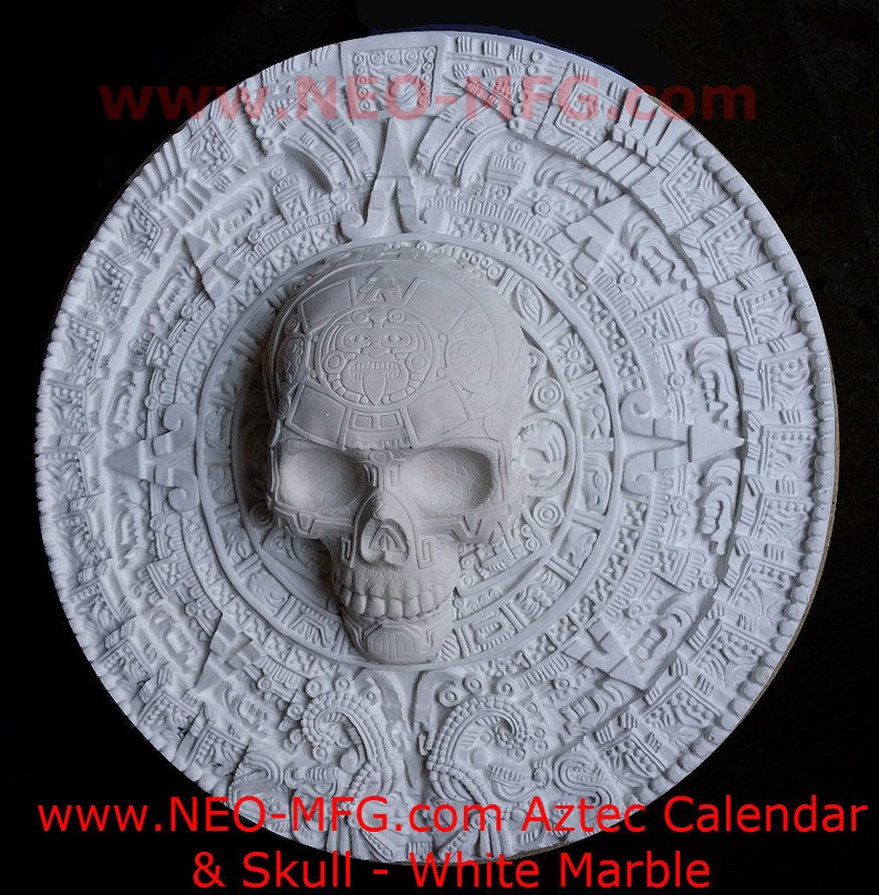 History Aztec Maya Artifact Carved Skull on Calendar Sculpture Etsy