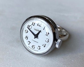 Reloj de anillo "Chaika", reloj soviético, reloj de anillo, anillo de dedo, reloj ucraniano