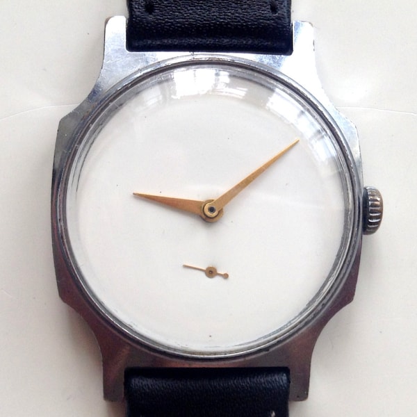 Montre soviétique, montre homme, montre vintage, Ukrainewatch, montre minimaliste, montre homme, montre mécanique, montre classique, montre blanche « Pobeda »