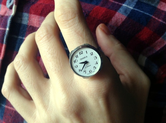 Vintage Mechanical Ring Watch, Steampunk Style, A… - image 4