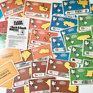 Vintage 1977 Edu-Cards North America and South America Flash Cards