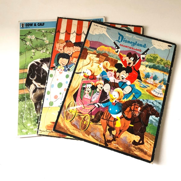 YOU PICK / Vintage Frame Tray Puzzles / Howdy Doody Puzzle / Disneyland Frontierland Puzzle / Cow and Calf Puzzle