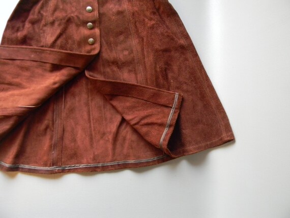 Vintage High Waisted Brown Leather Suede Skirt - image 4