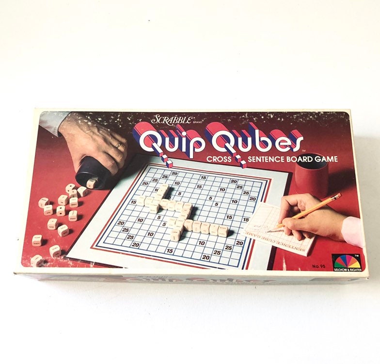 Scrabble Quip Qubes Word cross sentence Board Game 1981