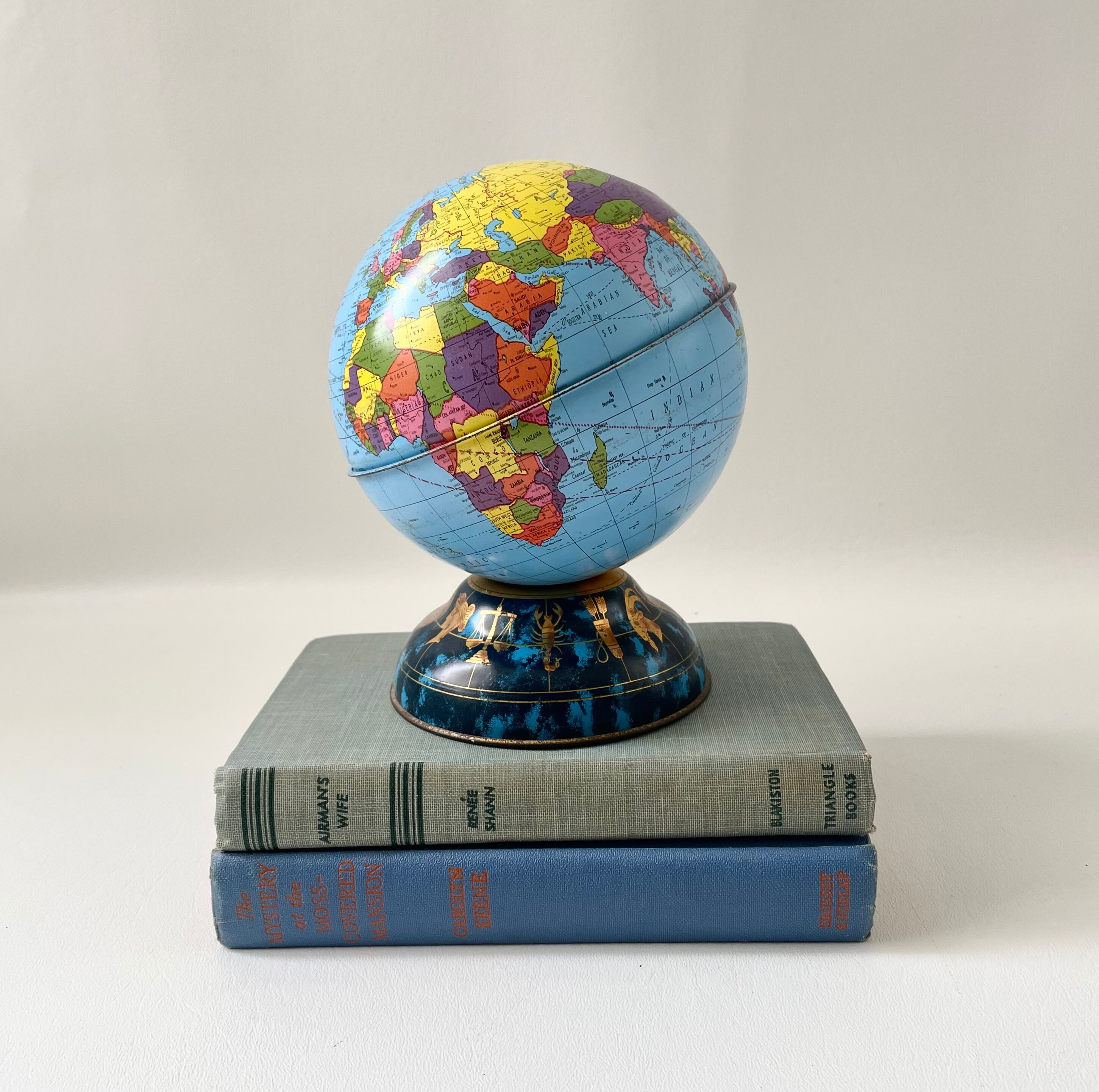 Vintage Ohio Art Metal Globe Bank Etsy