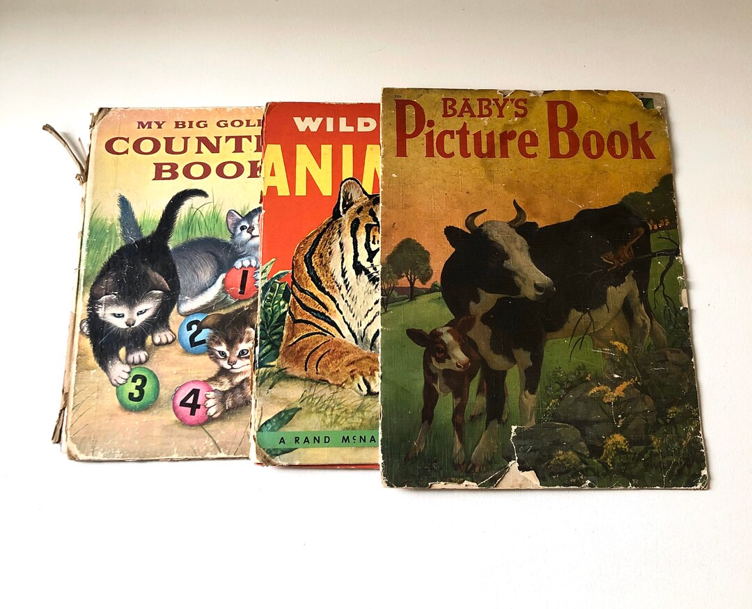 Vintage SET of Animal Childrens Books / Animal Artwork / Nursery Decor ...