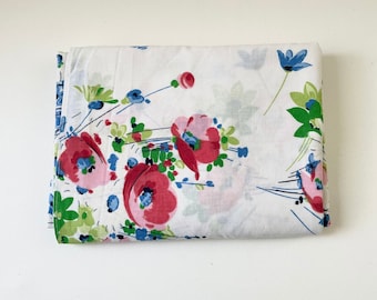 Vintage Poppy Print Floral Twin Size Flat Sheet