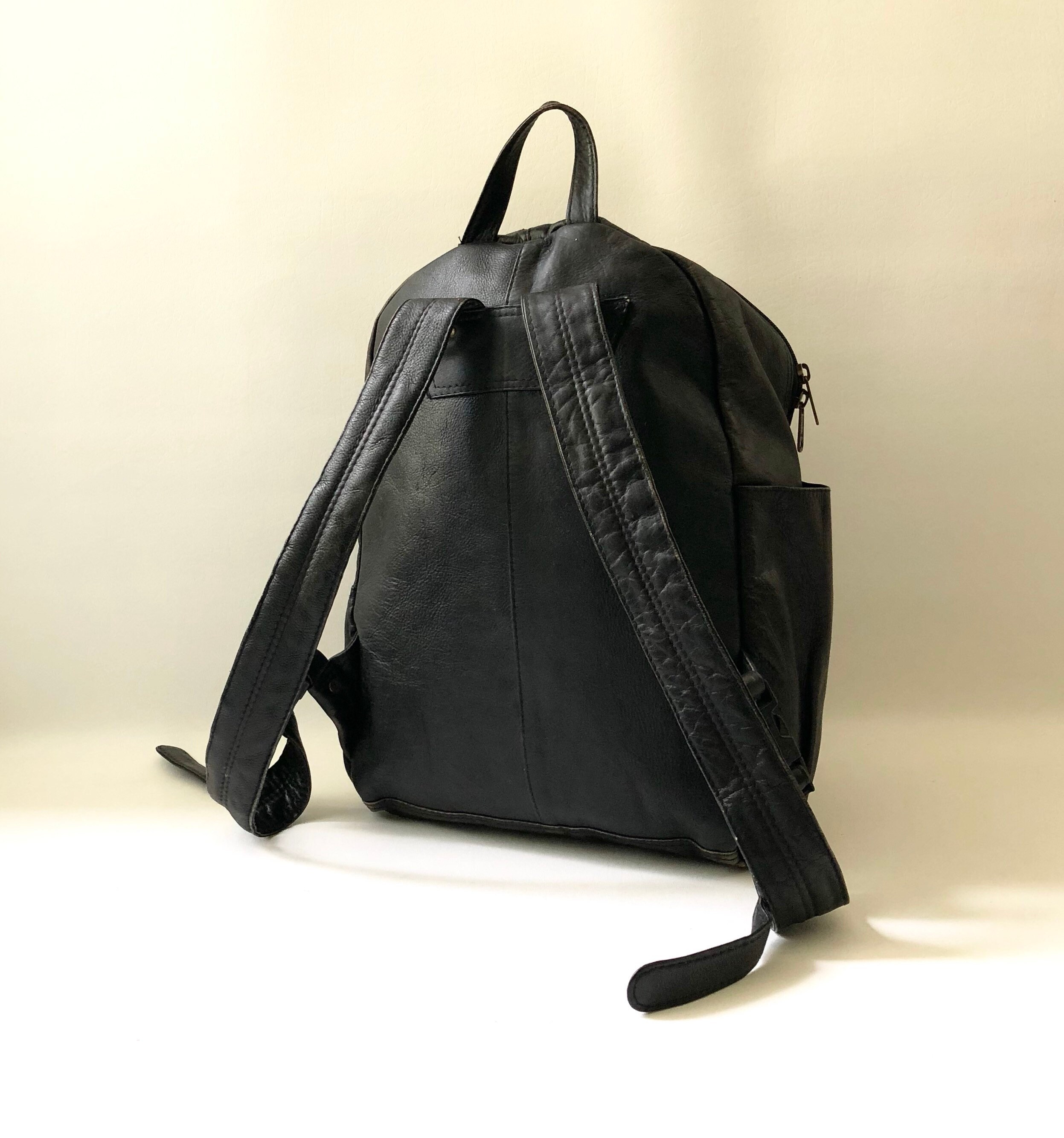 American Leather Co. Leather Liberty Backpack ,Black