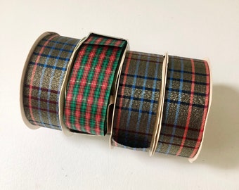 Vintage Set of Plaid Holiday Ribbon