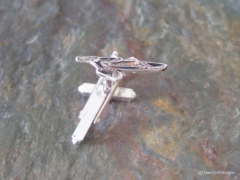 Star Trek inspired fine  pure 999 silver USS Enterprise Cufflinks