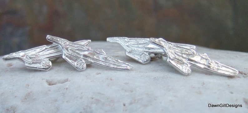 Star Trek inspired fine pure 999 silver USS Enterprise Cufflinks