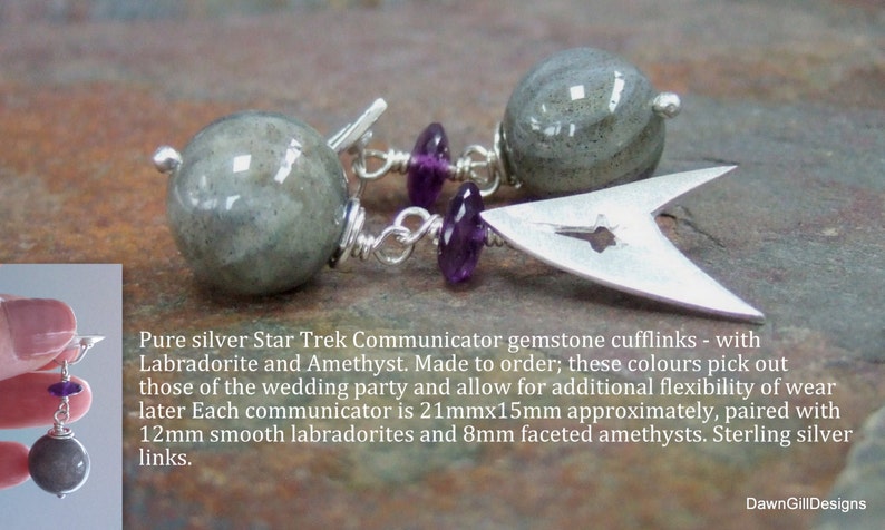 Star Trek inspired fine pure 999 silver USS Enterprise Cufflinks