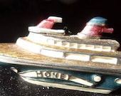 Monet Retired Trinket Stash Ring Box CRUISE SHIP Enamel Interior Hinged Marked Ocean Liner Boat Natuical
