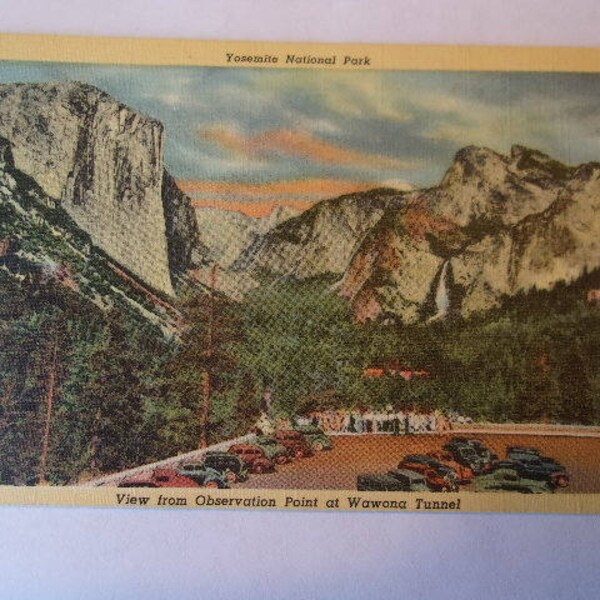 Vintage Postcard YOSEMITE Park Observation Point Half Dome View Paper Scrapbook Scenic Souviner Unused Travel