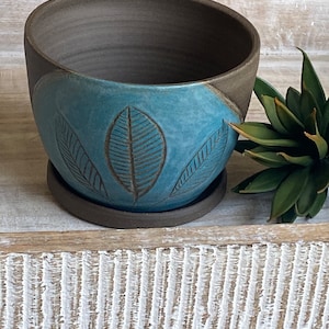 Handmade, wheel thrown ceramic pot, indoor planter, outdoor planter, succulent planter, gift for her, gift for Plant lovers, blue planter