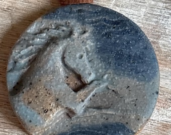 Handmade Ceramic Horse Pendant Necklace: Adjustable Suede Cord, Gift for horse lovers and equestrians