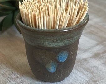 Toothpick holder, handmade pottery toothpick holder, handmade pottery match holder