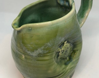 Green turtle creamer / sea turtle pitcher / ceramic sea turtle creamer / green ceramic sea turtle / small green pitcher, green kitchen decor