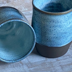 16 oz tumbler cup,Handmade wheel thrown wine glass/ pottery tumbler/ cocktail cup/ 16 oz blue ceramic cup/ blue bathroom cup/ blue water cup