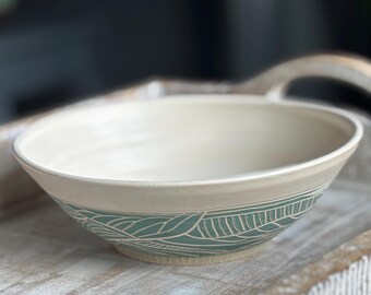 Handmade Stoneware Bowl: Turquoise Blue Ceramic Serving Bowl