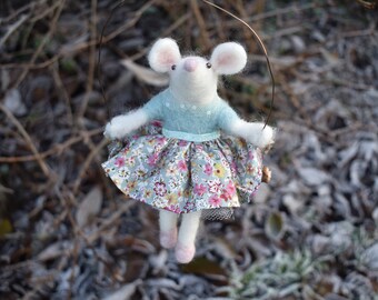 Felted Mouse on a Swing