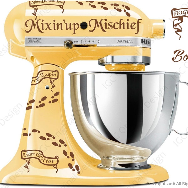 Marauder's Map "Mixin'up Mischief" Decal Kit - YOUR COLOR CHOICE - for your Kitchen Stand Mixer - Wizard Inspired with Footprints