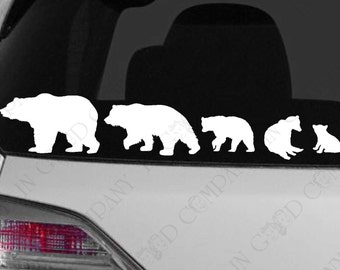 Personalized Bear Family Decal - YOUR COLOR CHOICE - for your Car, Truck, or Other Smooth Surface - 4" High X ???" Wide!  Bonus Bow Decals