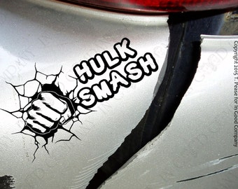 HULK SMASH Decals - THREE (3) Decals! To apply to your Bumper Blemishes - Funny Bumper Stickers