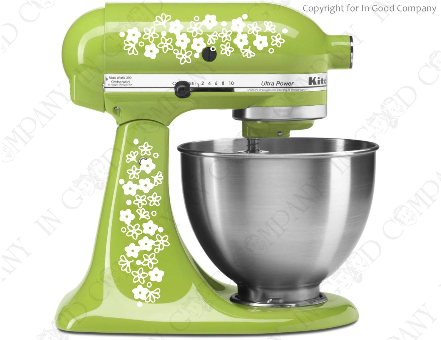 Red Poppy Flowers Watercolor Kitchenaid Mixer Mixing Machine Decal Art Wrap