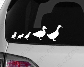 Personalized Duck Family Sticker Decal - YOUR COLOR CHOICE - for your Car, Truck, or Other Smooth Surface - 4" High X ??" Wide - Bonus Bows!