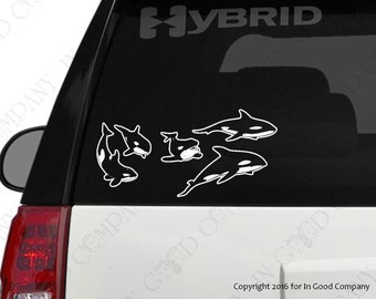 Orca Family Decal for your Car - as shown 11.5" long and 5.5" high - White