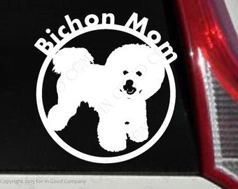 Bichon Mom OR Bichon Dad (Your Choice) Auto Decal - Back Auto Window Decal Sticker - Dog Breed: Bichon Frise - 6" X 5.5"