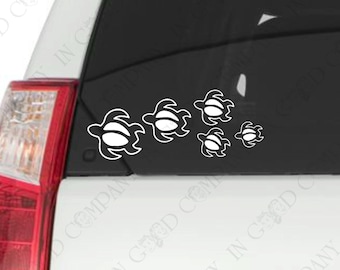 Personalized Sea Turtle Family Decal - YOUR COLOR CHOICE for your Car or Truck - 5" High X 11" Wide (assembled as shown)  Bonus - Bow Decals