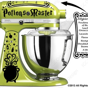Kit de calcomanías de Potions Master (EL COLOR QUE USTED ELIJA) para su batidora de cocina, con tarjeta con receta de pociones, poción de amor y opciones de bruja esbelta