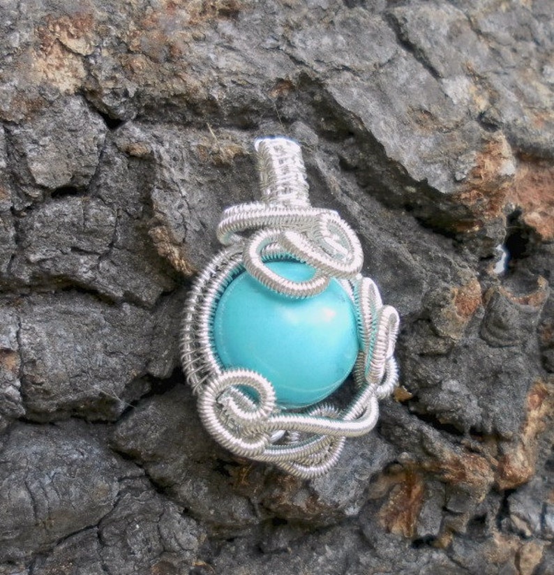 silver plated Weave Pendant wire jewelry SALE30/%OFF wire wrapped jewelry handmade boho jewelry blue turquoise Wire wrapped pendant