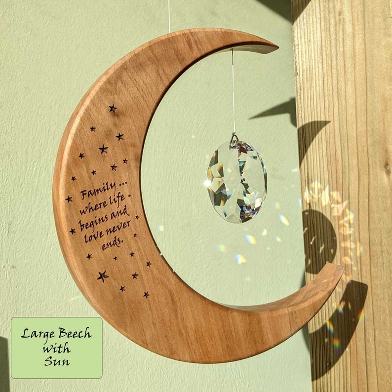 Family inspired wooden suncatcher gift for birthdays, engagements, weddings, new baby, new home image 4