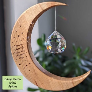 Family inspired wooden suncatcher gift for birthdays, engagements, weddings, new baby, new home image 1