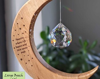 Family inspired wooden suncatcher gift for birthdays, engagements, weddings, new baby, new home