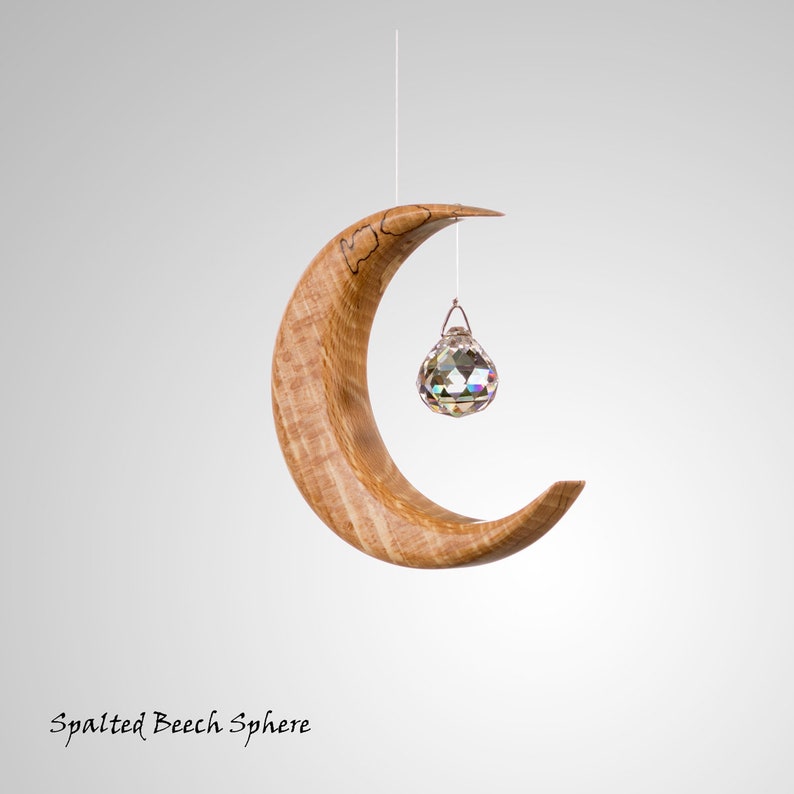 Suncatcher - Irish Gift - Crystal + Wood Moon - Thank you gift - Window Hanging - Rainbow Maker SMALL VERSION 