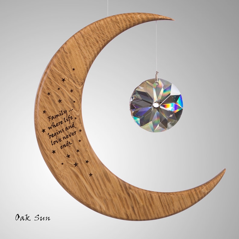 Personalized Gift Suncatcher Christmas gift Memorial gift New Baby gift Birthday gift LARGE VERSION Oak Sun