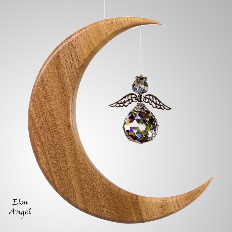 Moon Suncatcher Gift from Ireland Wood & Crystal Mother's Day Wooden Gift LARGE Version image 4